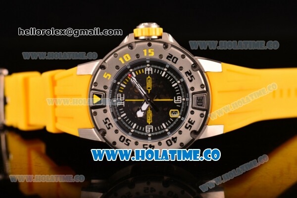 Richard Mille RM028 Swiss Valjoux 7750 Automatic Steel Case with Skeleton Dial and Yellow Rubber Strap - Yellow - Click Image to Close